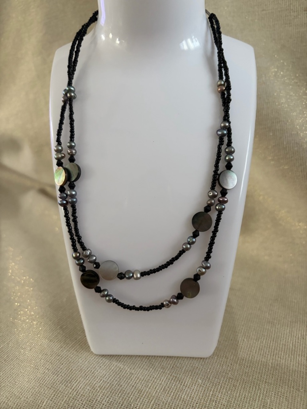 Lia Sophia Black Mother-of-Pearl & Pearl Beaded Necklace - Women Jewelry